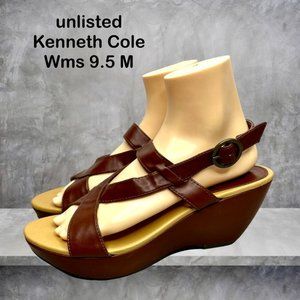 Unlisted Kenneth C. Womens Super Buy Brown Faux Leather Platform Wedge Size 9.5